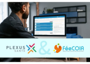 Homme naviguant sur une plateforme web Plexus Santé